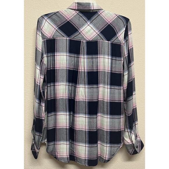 Rails Long Sleeve Button Down Shirt Blue Pink Plaid Size S Patch Pocket Soft - Picture 5 of 11